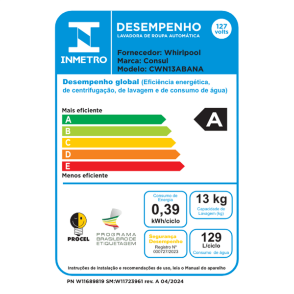 Máquina de Lavar Consul 13 kg Branca com Modo Eco - CWN13AB - Image 2