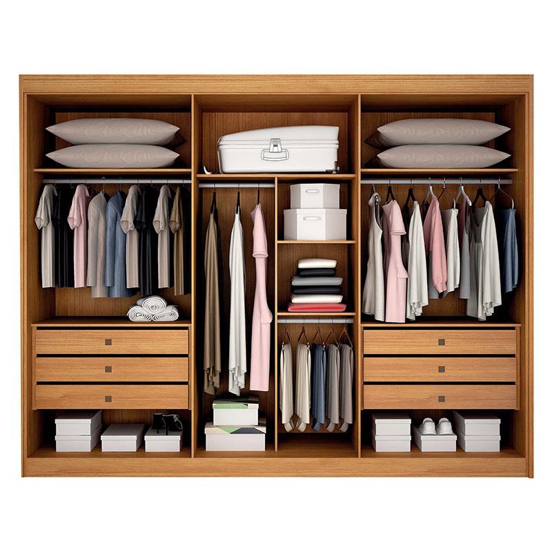 Guarda Roupa Casal 3 Portas com Espelho São Paulo Gold Cinamomo Off White - Leifer Móveis - Image 3