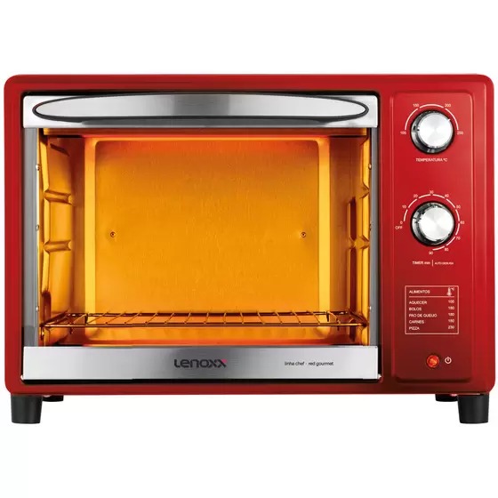 FORNO ELÉTRICO 9 LITROS RED SINGLE VERMELHO PFO307 LENOXX - ATACADÃO DOS  ELETROS