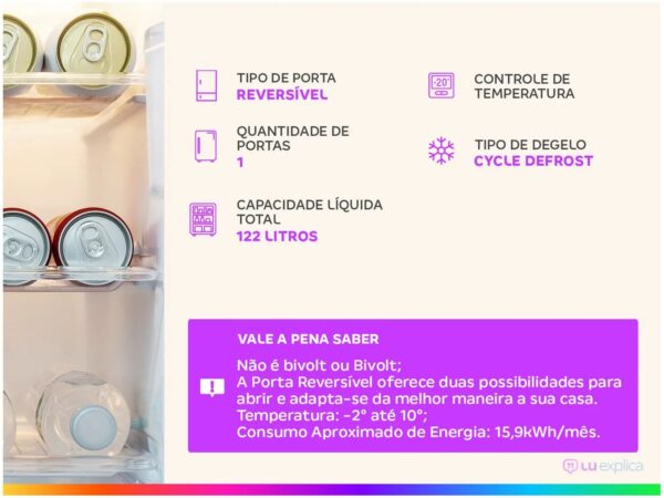 Frigobar Electrolux 122L Branco Efficient EM120 - Image 2