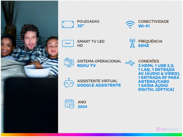 Smart TV 32" HD LED Semp 32R6610 Wi-Fi 3 HDMI 1 USB - Image 2