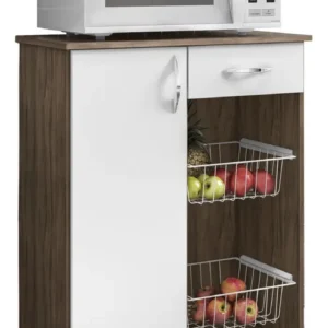 Fruteira Com 2 Cestos Belize Nogal E Branco Notavel nogal Com Branco - NOTÁVEL MÓVEIS