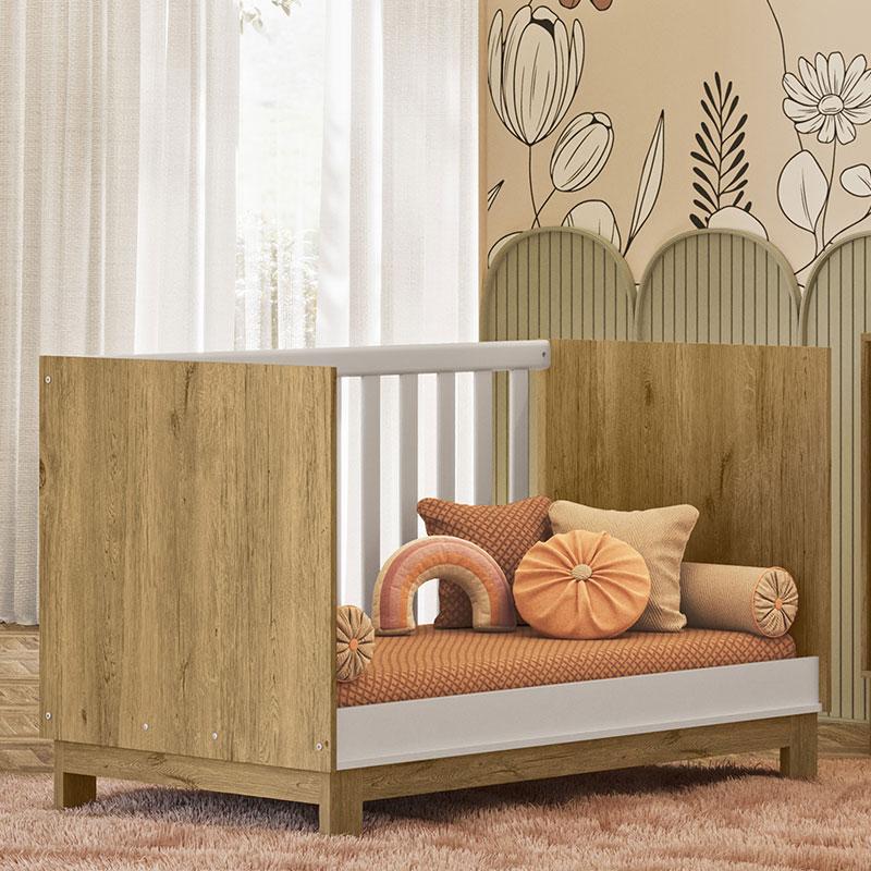 Berço Americano Mini Cama Q Encanto Slim Freijó TOQ Branco Acetinado Ambiente - Qmovi - Image 2