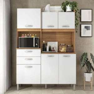 Armário de Cozinha 6 Portas 2 Gavetas Harmonia Demobile Amendola Branco Demóbile