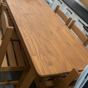 CONJUNTO MESA 06 CADEIRAS MADEIRA 1,50 CARAMELO 9701