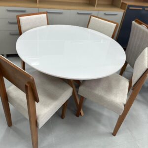 Conjunto Mesa com 04 Cadeiras Coral candian simpatia freijo- off white redonda