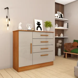 Cômoda para Quarto com Sapateira 4 Gavetas - Chicago-cinamomo/off White - Tcil Móveis