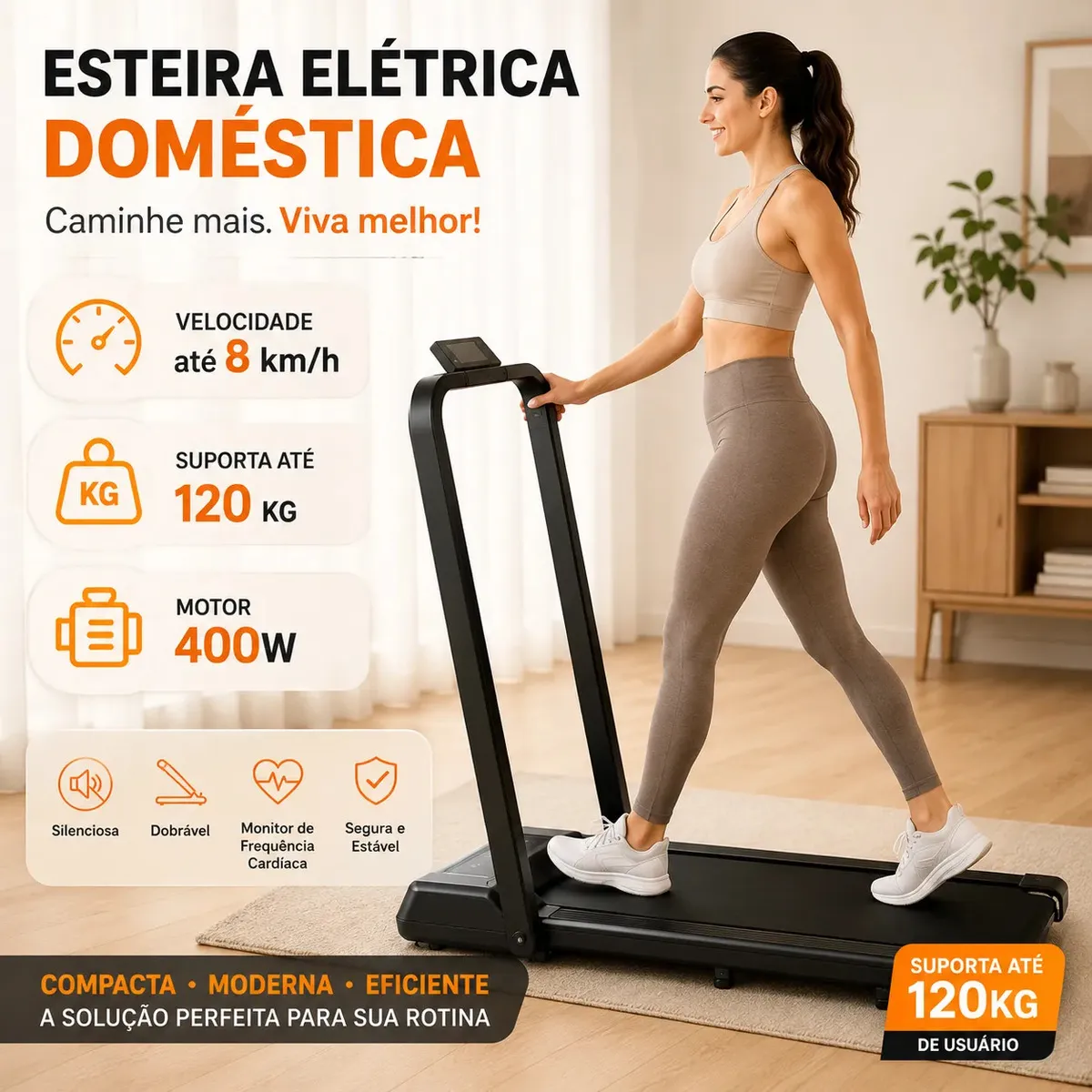 Esteira Elétrica Compacta Dobrável Silenciosa Para Treino Doméstico Esteira Soarfly 1 a 14km