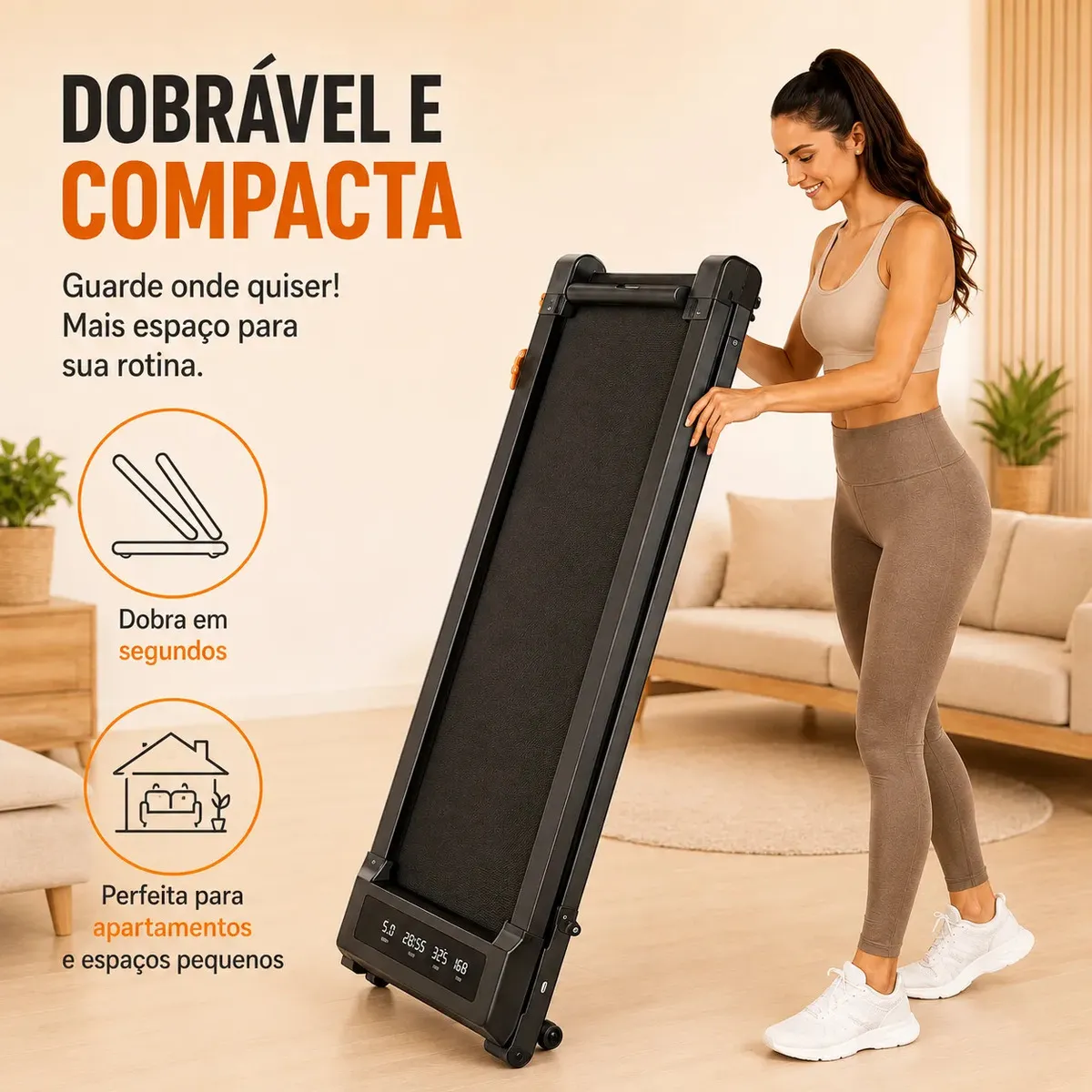 Esteira Elétrica Compacta Dobrável Silenciosa Para Treino Doméstico Esteira Soarfly 1 a 14km - Imagem 2