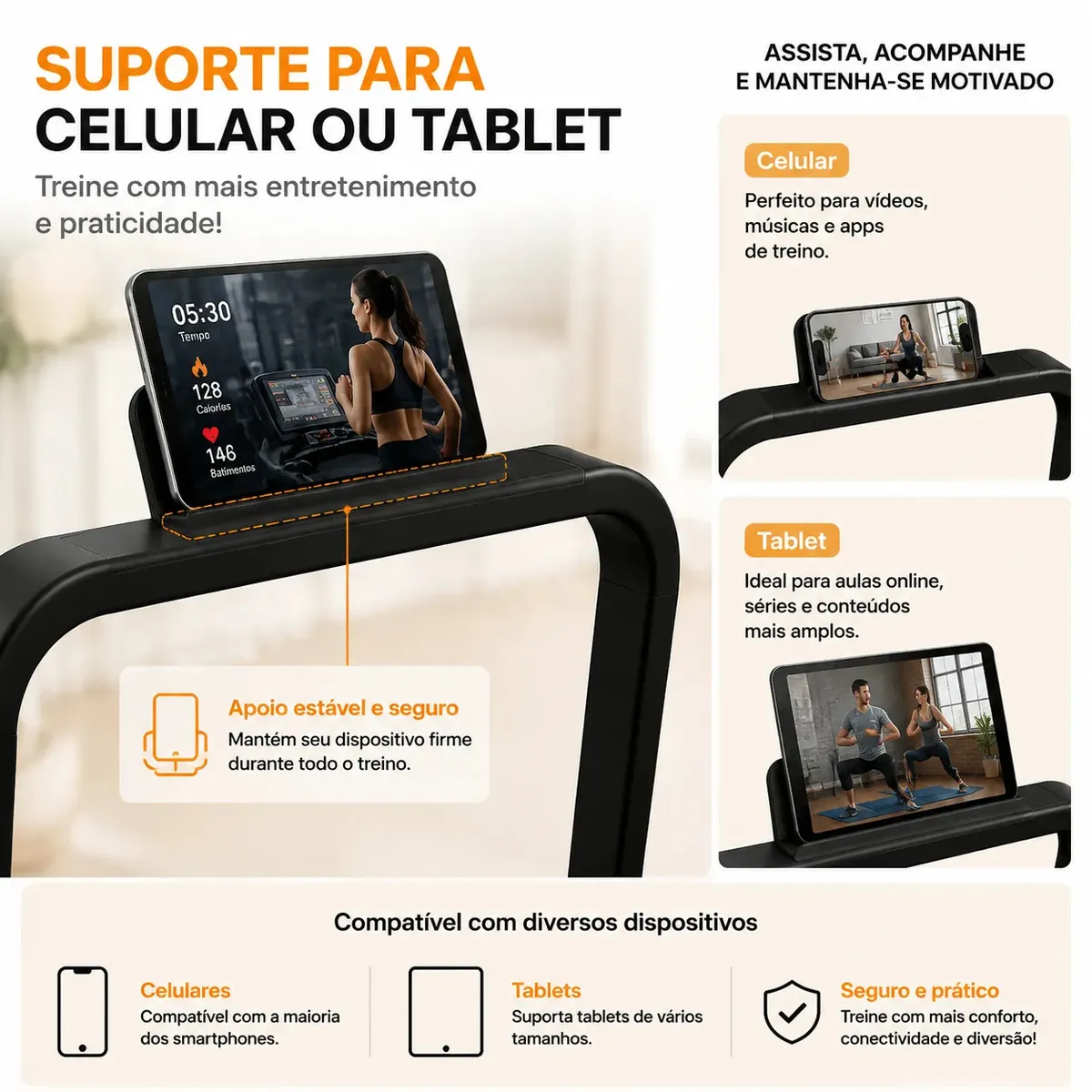 Esteira Elétrica Compacta Dobrável Silenciosa Para Treino Doméstico Esteira Soarfly 1 a 14km - Imagem 3