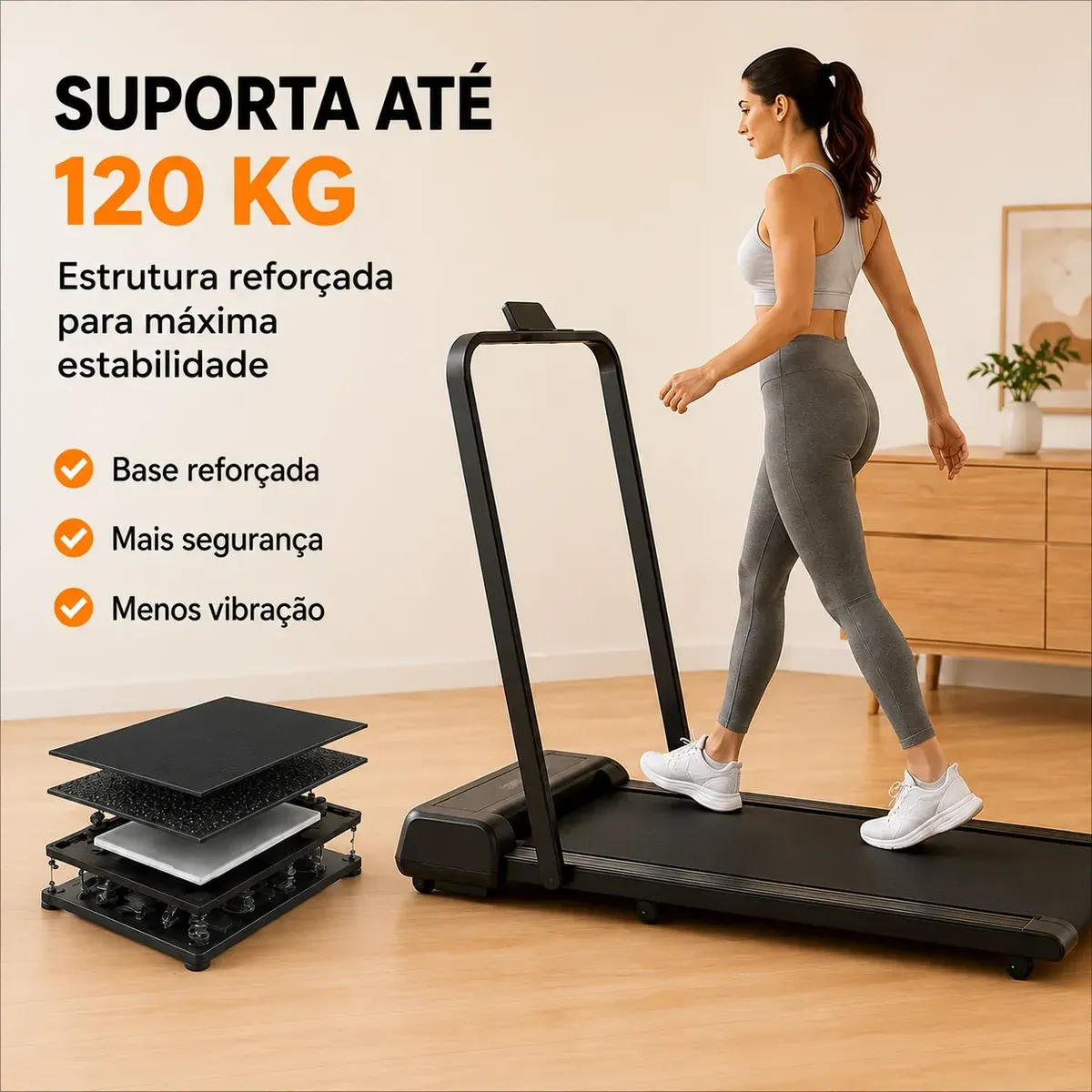 Esteira Elétrica Compacta Dobrável Silenciosa Para Treino Doméstico Esteira Soarfly 1 a 14km - Imagem 4