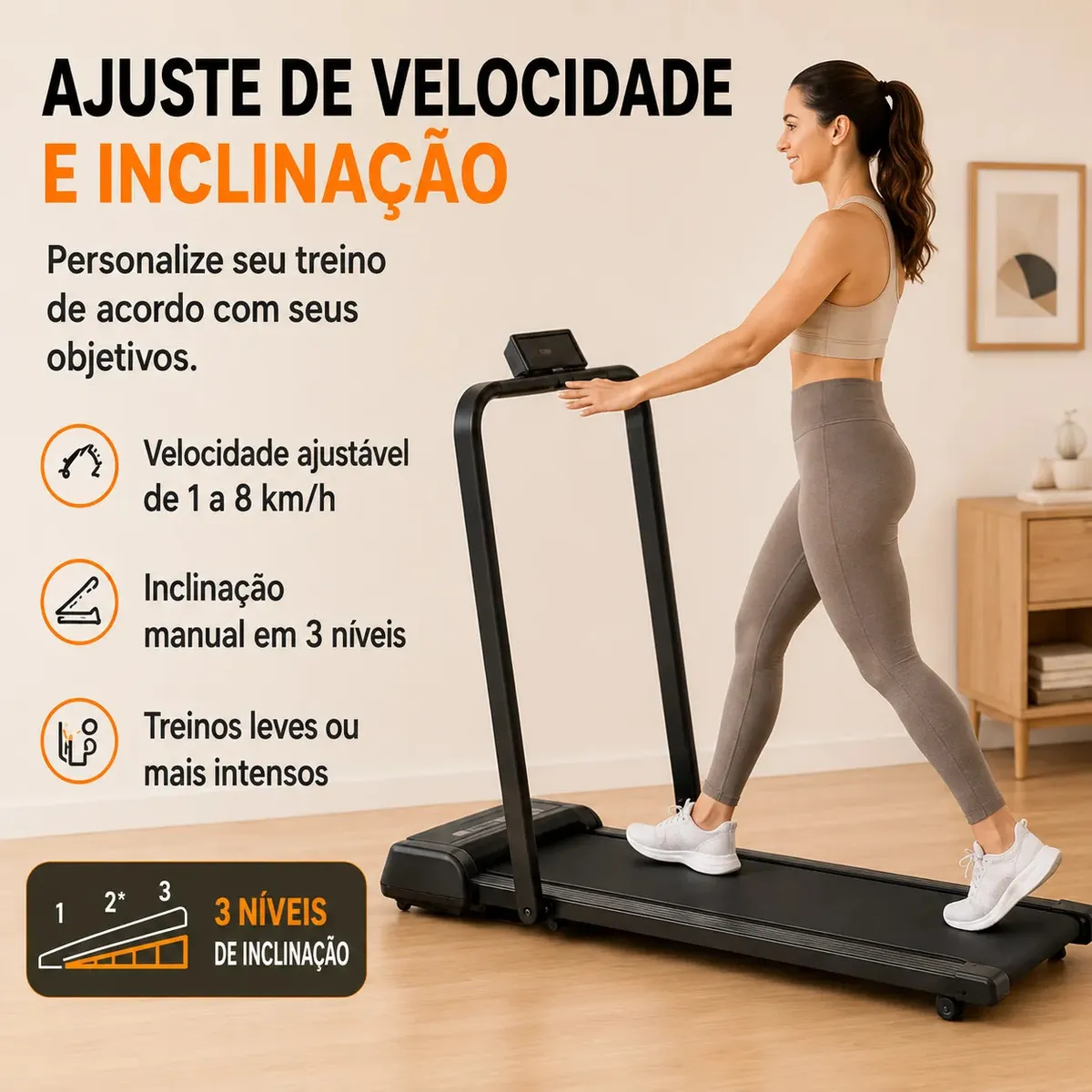Esteira Elétrica Compacta Dobrável Silenciosa Para Treino Doméstico Esteira Soarfly 1 a 14km - Imagem 5