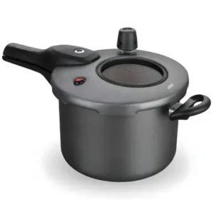 Panela De Pressão C/ Visor De Vidro 4,5L Antiaderente - mta Cor: Grafite