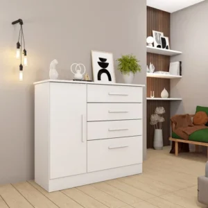Cômoda para Quarto com Sapateira 4 Gavetas - Chicago-neve - Tcil Móveis