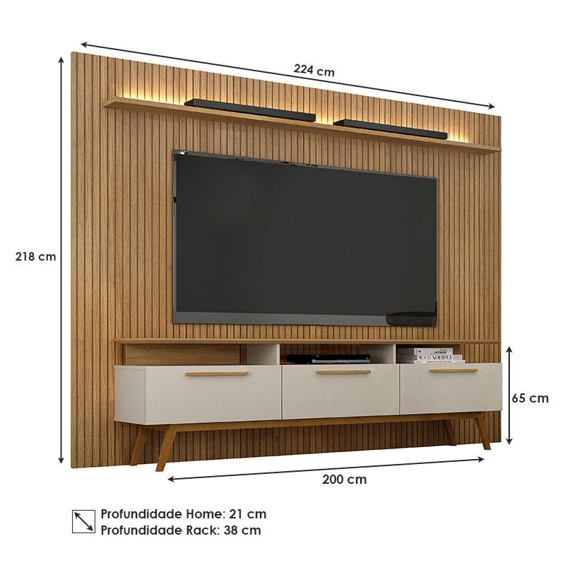 Home Suspenso Ambiente Curitiba com Rack Bancada São Paulo Cinamomo Off White - Valdemóveis - Imagem 3