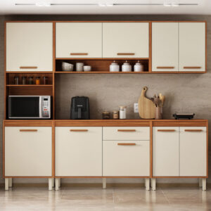 Cozinha Canela Completa 5 Peças 2.54m Cinamomo/Off White - Itatiaia
