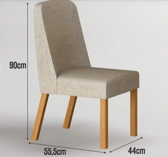 MESA ISIS 135CM ORGÂNICO CINAMOMO SEM VIDRO  COM 4 CADEIRA ISIS MADEIRA LH PALHA - Imagem 3