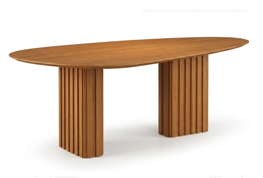 MESA ISIS 135CM ORGÂNICO CINAMOMO SEM VIDRO  COM 4 CADEIRA ISIS MADEIRA LH PALHA - Imagem 4
