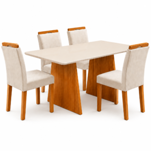 Mesa Londres 1,20X0,80 C/04 Cadeiras Tampo C/Vidro Cel Moveis
