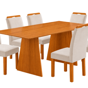 Mesa Londres 1,60X0,80 C/06 Cadeiras Tampo S/Vidro Cel Moveis