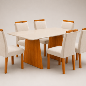 Mesa Londres1,60X0,80 C/06 Cadeiras Tampo  C/Vidro Cel Moveis