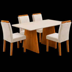 Mesa Londres 1,20X0,80 C/04 Cadeiras Tampo C/Vidro Cel Moveis
