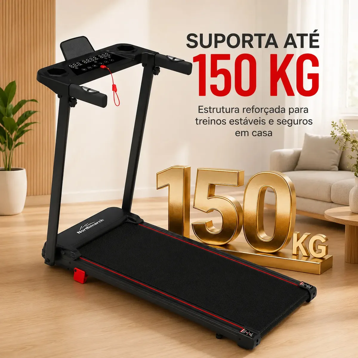Esteira Elétrica Northmarch RS7 com Bluetooth, Dobrável e Amortecimento, para Treino Residencial - Imagem 2