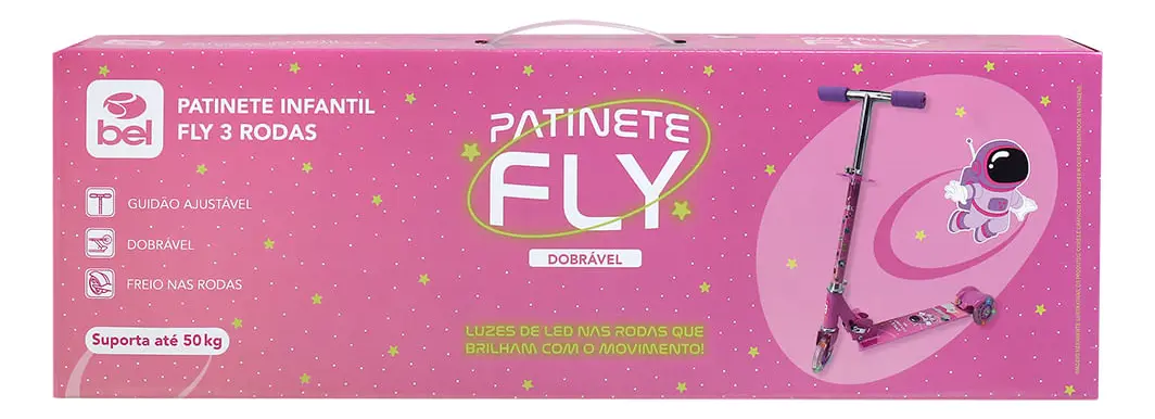 Patinete Infantil 3 Rodas Fly Rosa Bel Rosa - Imagem 3