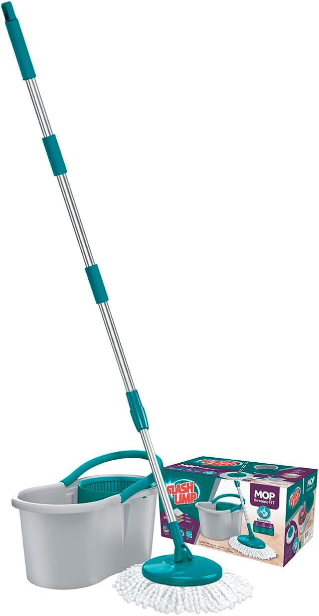 Mop FIT Giratório com 2 refis microfibra, balde com 8 litros, MOP5010, Flash Limp - Verde - Imagem 4